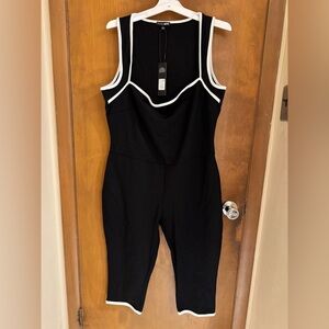 Fashion Nova Black Jumpsuit with White Trim
